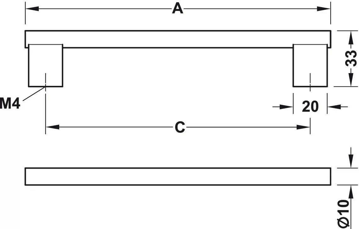 Satin Chrome 10mm Dia. X 160mm Knurled Bar Cupboard Handle 5 Satin Chrome 10mm Dia. X 160mm Knurled Bar Cupboard Handle - Image 3