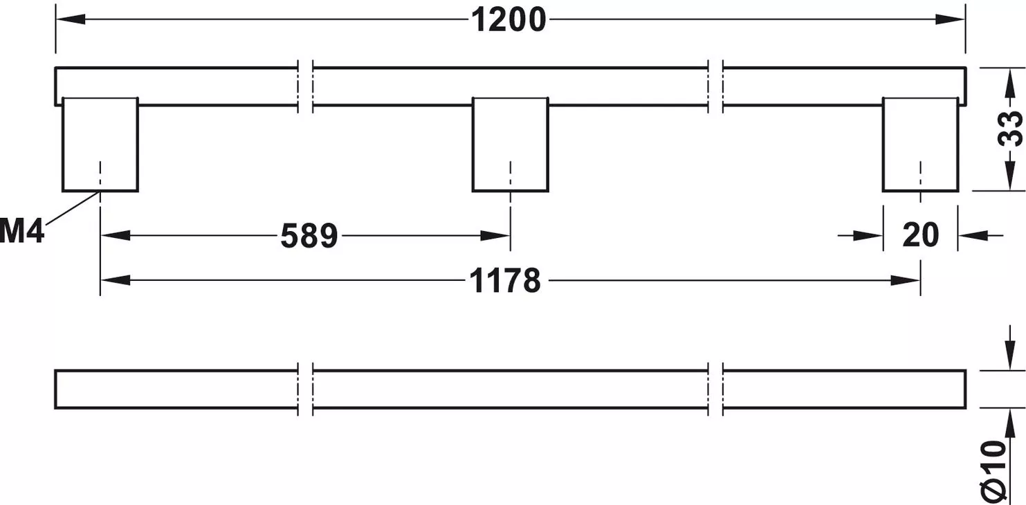 Satin Brass 10mm Dia. X 1178/589mm Knurled Bar Cupboard Handle 5 Satin Brass 10mm Dia. X 1178/589mm Knurled Bar Cupboard Handle - Image 3