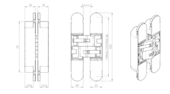 Ceam Brass 100mm 3D Concealed Hinge 1129 | CI001129OTT00 -Ironmongery Experts Shop 1129 tech.png.mst
