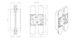 Ceam Bronze 100mm 3D Concealed Hinge 1129 | CI001129BRO00 -Ironmongery Experts Shop 1129 tech 1.png.mst