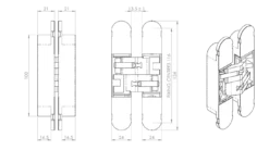 Ceam Brass 134mm 3D Concealed Hinge 1130 | CI001130OTT00 -Ironmongery Experts Shop 1130 tech.png.mst