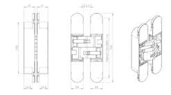 Ceam Antique Satin Bronze 134mm 3D Concealed Hinge 1130 | CI001130BRS00 -Ironmongery Experts Shop 1130 tech 1 2 1 1.png.mst