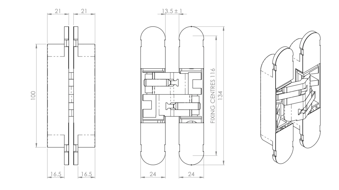 Ceam Satin Brass 134mm 3D Concealed Hinge 1130 | CI001130OSG00 12 Ceam Satin Brass 134mm 3D Concealed Hinge 1130 | CI001130OSG00 - Image 10