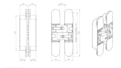 Ceam Matt Nickel 160mm 3D Concealed Hinge 1131 | CI001131NNE00 -Ironmongery Experts Shop 1131 tech 1 2 1 1.png.mst