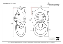 From The Anvil Black Lions Head Door Knocker | 33018 -Ironmongery Experts Shop 33018 drawing.jpg.mst