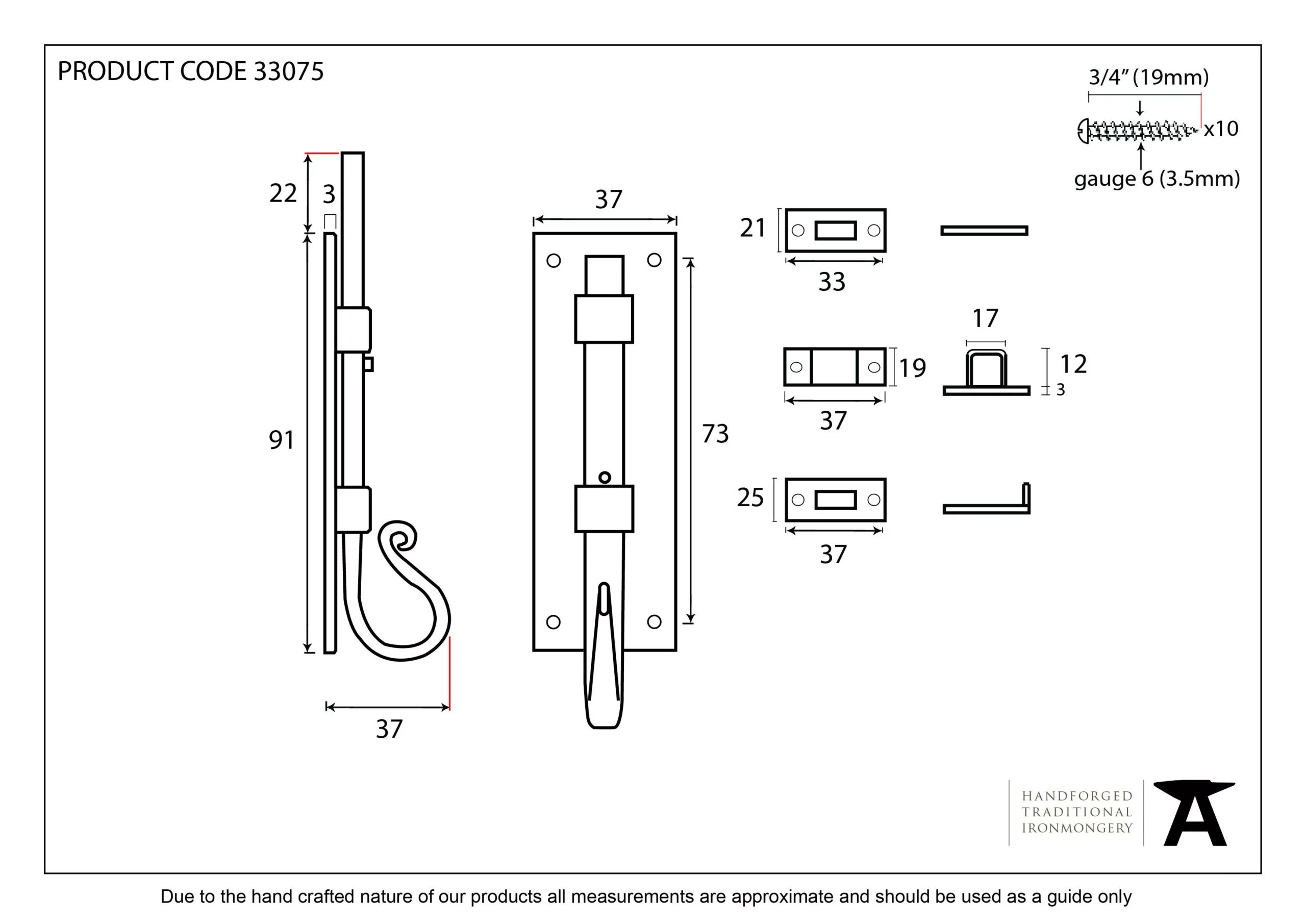 From The Anvil 4" Pewter Straight Shepherds Crook Door Bolt | 33075 7 From The Anvil 4" Pewter Straight Shepherds Crook Door Bolt | 33075 - Image 5