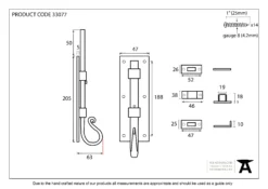 From The Anvil 8" Pewter Straight Shepherds Crook Door Bolt | 33077 -Ironmongery Experts Shop 33077 drawing.jpg.mst