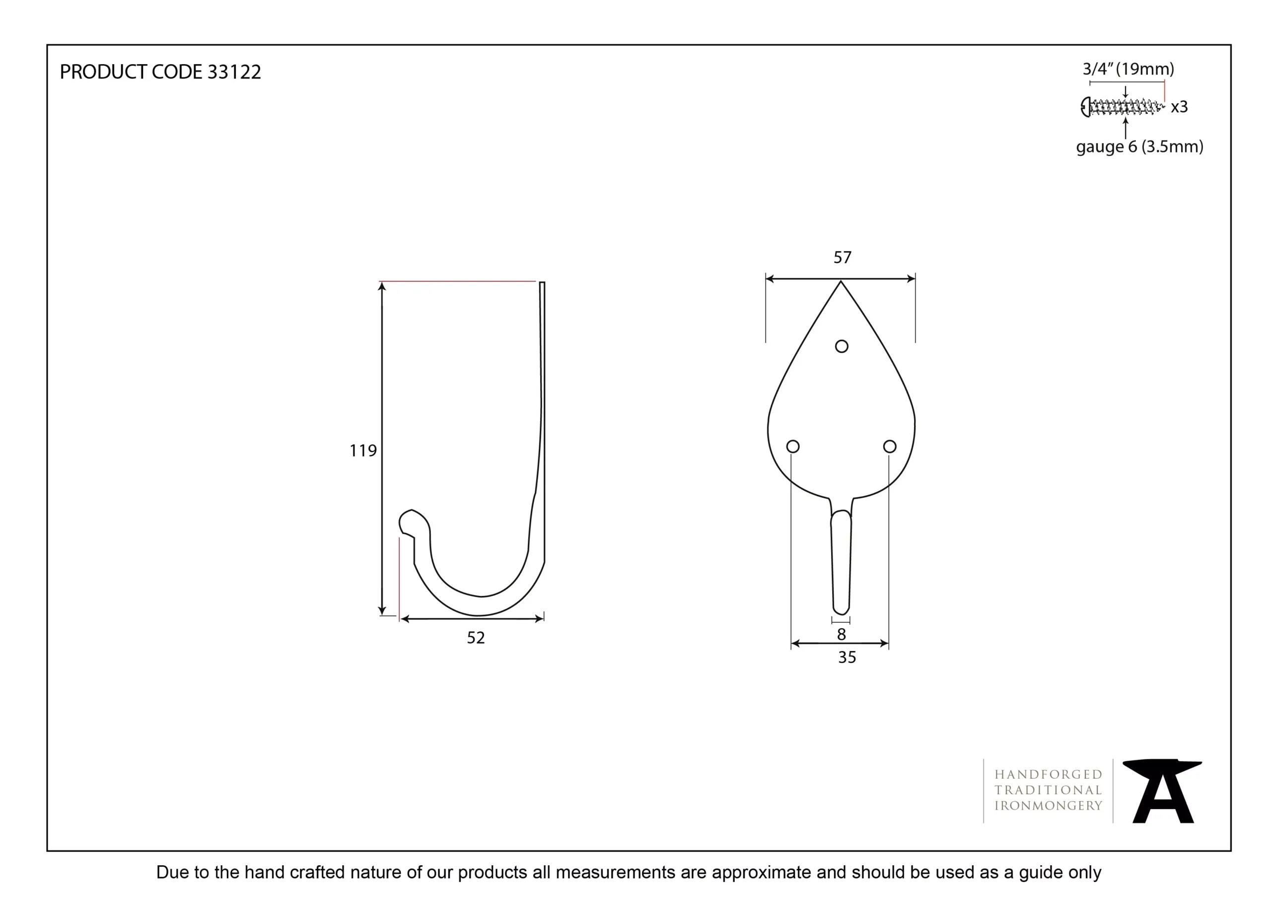 From The Anvil Pewter 119mm Gothic Hook | 33688 4 From The Anvil Pewter 119mm Gothic Hook | 33688 - Image 2