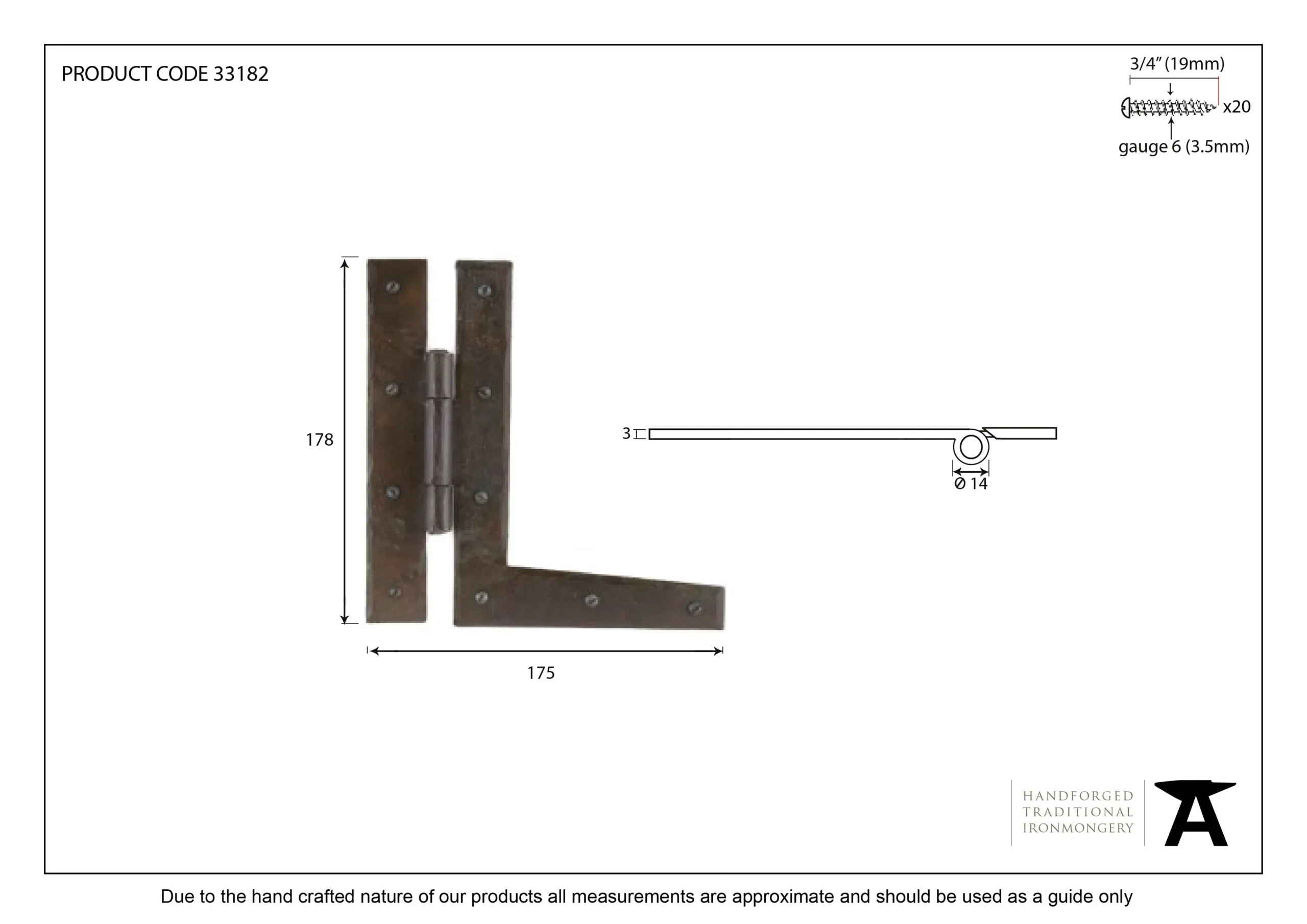 Pair From The Anvil Black 178mm HL Hinge | 33757 4 Pair From The Anvil Black 178mm HL Hinge | 33757 - Image 2