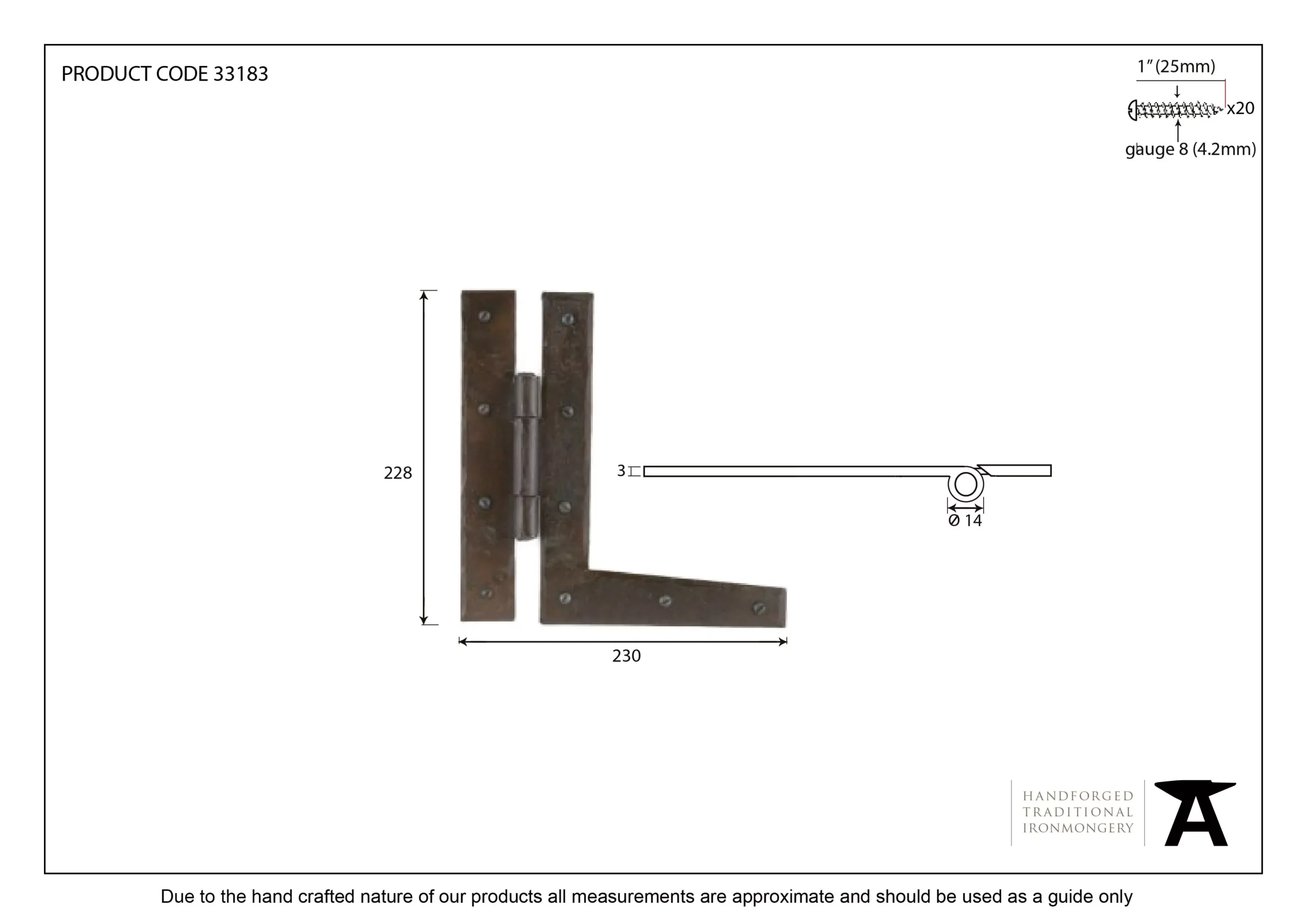 Pair From The Anvil Beeswax 228mm HL Hinge | 33183 4 Pair From The Anvil Beeswax 228mm HL Hinge | 33183 - Image 2
