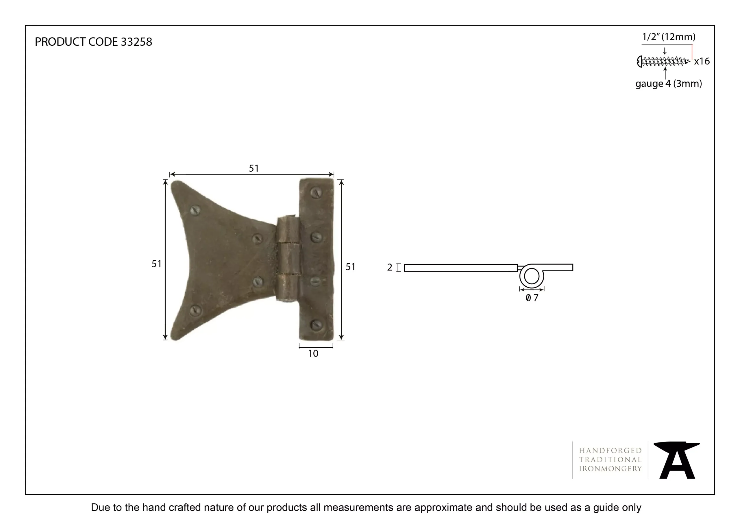 Pair From The Anvil Small Half Butterfly Hinge| 33812 4 Pair From The Anvil Small Half Butterfly Hinge| 33812 - Image 2