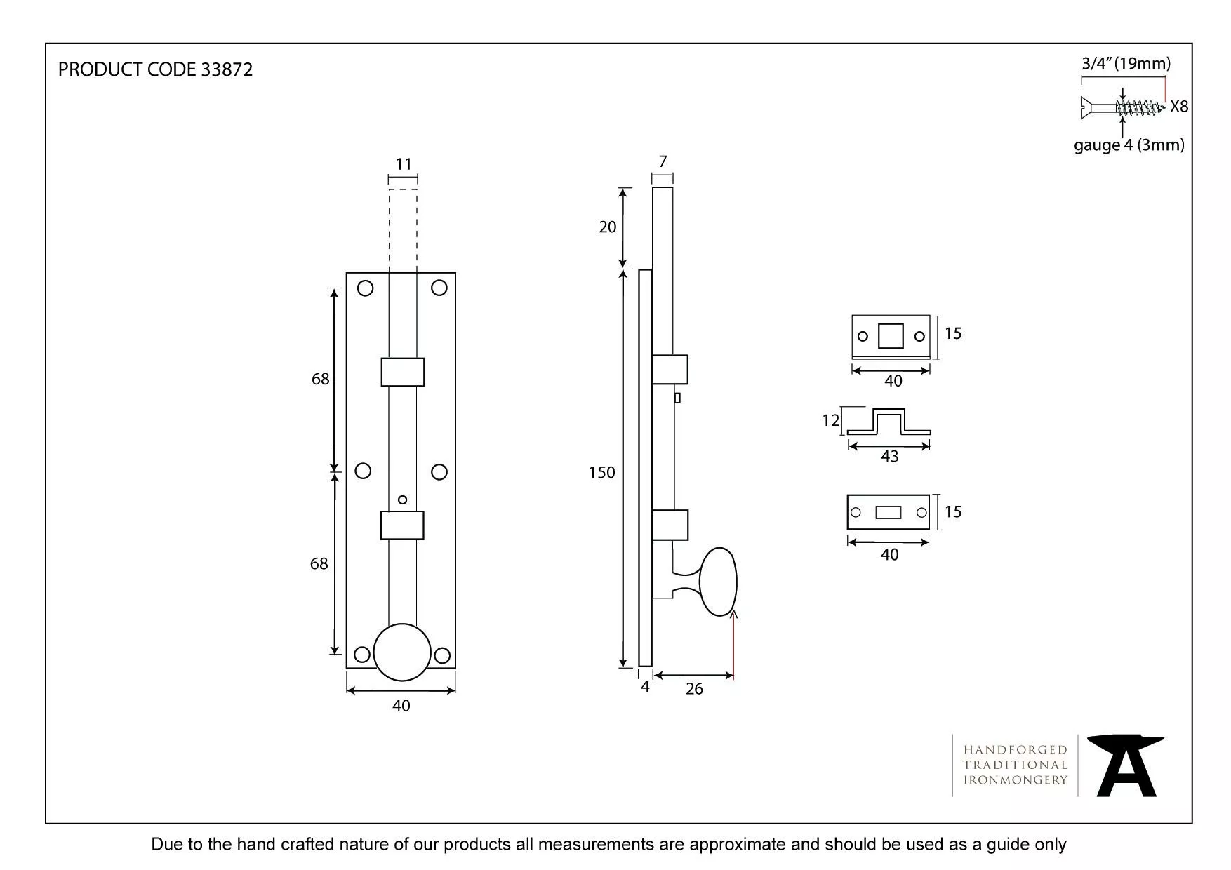 From The Anvil Polished Brass 4" (100mm) Universal Bolt | 33096 4 From The Anvil Polished Brass 4" (100mm) Universal Bolt | 33096 - Image 2