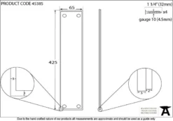 From The Anvil 425 X 65mm Polished Chrome Art Deco Finger Plate | 45385 -Ironmongery Experts Shop 45385 drawing.jpg.mst