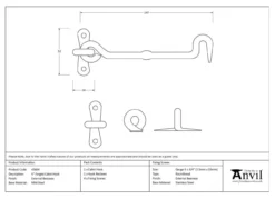 From The Anvil 6" (147mm) External Beeswax Forged Cabin Hook | 45604 -Ironmongery Experts Shop 45604 tech 1.png.mst