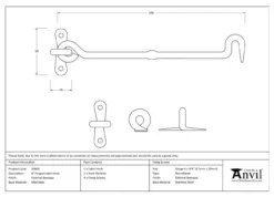 From The Anvil 8" (208mm) External Beeswax Forged Cabin Hook | 45605 -Ironmongery Experts Shop 45605 tech.png.mst