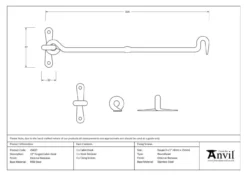 From The Anvil 12" (316mm) External Beeswax Forged Cabin Hook | 45607 -Ironmongery Experts Shop 45607 tech.png.mst