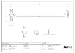 From The Anvil 16" (413mm) External Beeswax Forged Cabin Hook | 45609 -Ironmongery Experts Shop 45609 tech.png.mst