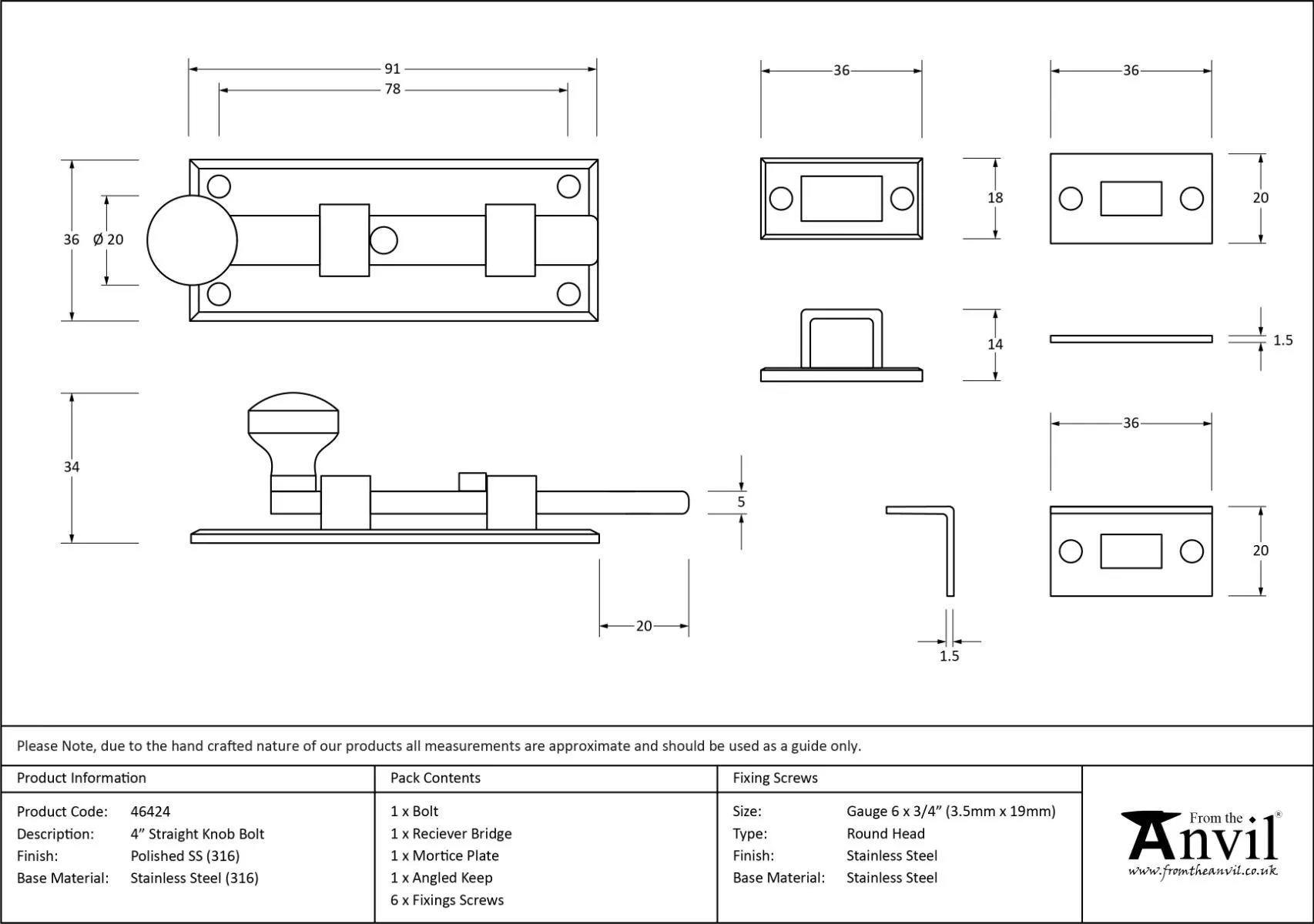 From The Anvil Polished SS (316) 4" (100mm) Universal Bolt | 46424 5 From The Anvil Polished SS (316) 4" (100mm) Universal Bolt | 46424 - Image 3