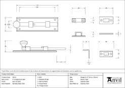 From The Anvil Satin SS (316) 6" (150mm) Universal Bolt | 46425 -Ironmongery Experts Shop 46425 drawing.jpg.mst