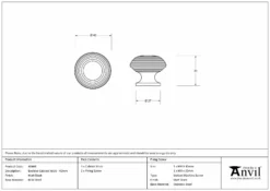 Matt Black Beehive Cabinet Knob 40mm | 46468 10 Matt Black Beehive Cabinet Knob 40mm | 46468 -Ironmongery Experts Shop 46468 drawing s.jpg.mst