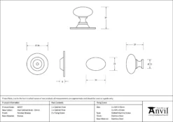 Anvil Polished Bronze Oval 33mm Cabinet Knob | 46727 -Ironmongery Experts Shop 46727 drawing.jpg.mst