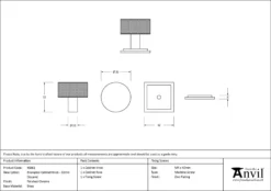 Anvil Polished Chrome Brompton 32mm Cabinet Knob (Square) | 46861 -Ironmongery Experts Shop 46861 drawing.jpg.mst