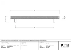 Polished Bronze 284mm Full Knurled Brompton Large Pull Handle | 46908 -Ironmongery Experts Shop 46908 drawing.jpg.mst