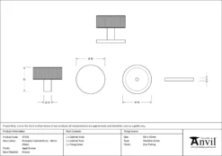 Anvil Aged Bronze Brompton 38mm Cabinet Knob (plain) | 47149 -Ironmongery Experts Shop 47149 drawing.jpg.mst