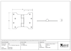 Pair From The Anvil Polished Brass 4x3x5" Parliament Hinge | 49555 -Ironmongery Experts Shop 49555 tech.png.mst