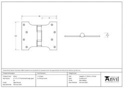 Pair From The Anvil Aged Bronze 4x3x5" Parliament Hinge | 49561 -Ironmongery Experts Shop 49561 tech.png.mst