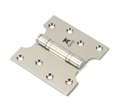 Pair From The Anvil Polished Nickel 4x2x4" Parliament Hinge | 49563