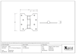 Pair From The Anvil Polished Nickel 4x2x4" Parliament Hinge | 49563 -Ironmongery Experts Shop 49563 tech.png.mst