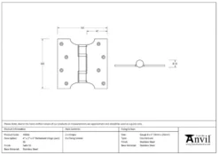 Pair From The Anvil Satin Stainless Steel 4x2x4" Parliament Hinge | 49566 -Ironmongery Experts Shop 49566 tech.png.mst