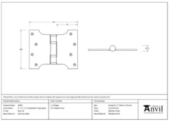 Pair From The Anvil Satin Stainless Steel 4x3x5" Parliament Hinge | 49567 8 Pair From The Anvil Satin Stainless Steel 4x3x5" Parliament Hinge | 49567 -Ironmongery Experts Shop 49567 tech.png.mst