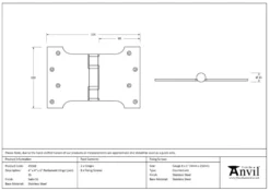 Pair From The Anvil Satin Stainless Steel 4x4x6" Parliament Hinge | 49568 -Ironmongery Experts Shop 49568 tech.png.mst