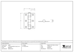 Pair Anvil Aged Brass 3" (76mm) Ball Bearing Butt Hinge | 49569 -Ironmongery Experts Shop 49569 tech.png.mst