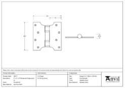 Pair From The Anvil Polished Stainless Steel 4x2x4" Parliament Hinge | 49577 -Ironmongery Experts Shop 49577 tech.png.mst