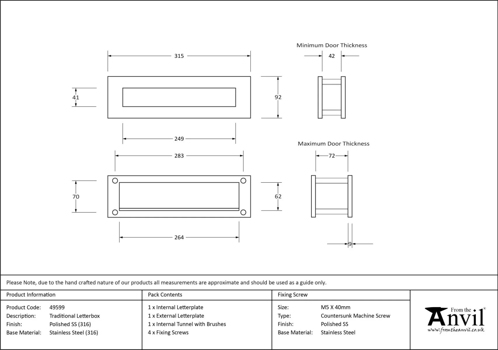 Polished Marine SS (316) Traditional Letterbox | 49599 7 Polished Marine SS (316) Traditional Letterbox | 49599 - Image 5