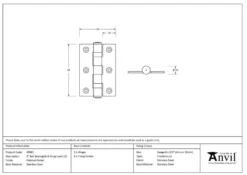 Pair Anvil Polished Nickel 3" (76mm) Ball Bearing Butt Hinge | 49581 -Ironmongery Experts Shop 4981 tech.png.mst