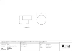 Anvil Polished Brass Kelso 38mm Cabinet Knob (No Rose) | 50299 -Ironmongery Experts Shop 50299 drawing.jpg.mst