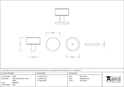 Anvil Aged Brass Kelso 32mm Cabinet Knob (Plain) | 50307 -Ironmongery Experts Shop 50307 drawing.jpg.mst