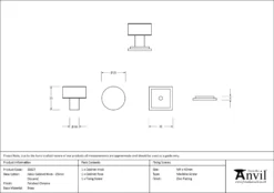 Anvil Polished Chrome Kelso 25mm Cabinet Knob (Square) | 50327 -Ironmongery Experts Shop 50327 drawing.jpg.mst