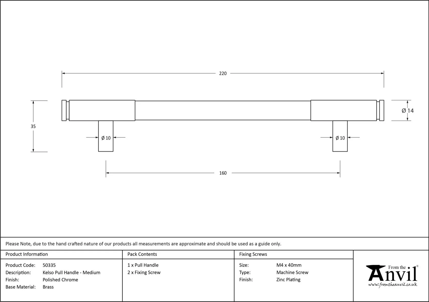 Polished Chrome 220mm Kelso Medium Pull Handle | 50335 8 Polished Chrome 220mm Kelso Medium Pull Handle | 50335 - Image 6