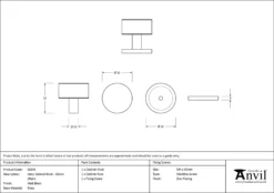 Anvil Matt Black Kelso 32mm Cabinet Knob (Plain) | 50340 -Ironmongery Experts Shop 50340 drawing.jpg.mst