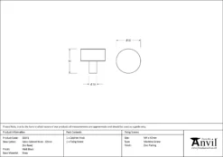 Anvil Matt Black Kelso 32mm Cabinet Knob (No Rose) | 50341 -Ironmongery Experts Shop 50341 drawing.jpg.mst