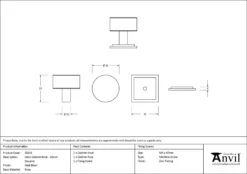 Anvil Matt Black Kelso 32mm Cabinet Knob (Square) | 50342 -Ironmongery Experts Shop 50342 drawing.jpg.mst