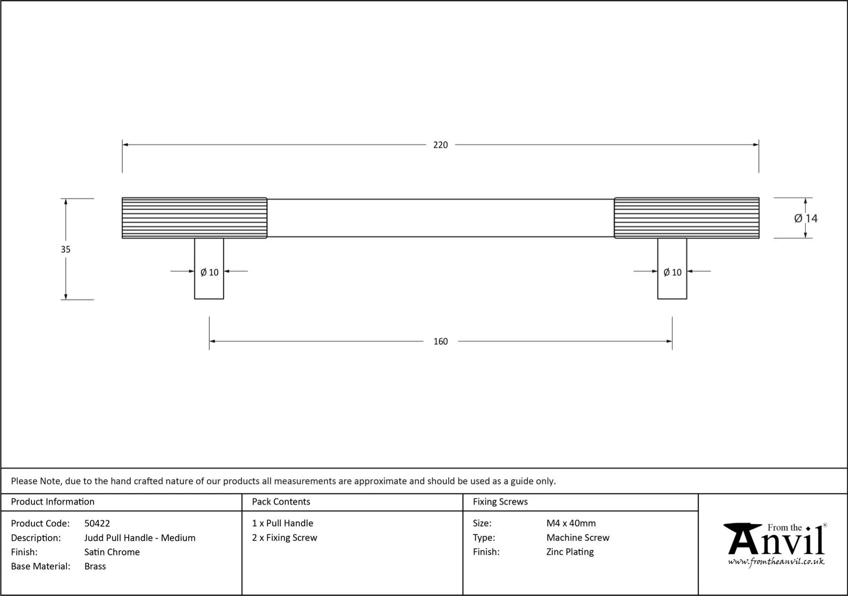 Satin Chrome 220mm Judd Medium Pull Handle | 50422 8 Satin Chrome 220mm Judd Medium Pull Handle | 50422 - Image 6