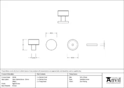 Anvil Aged Bronze Kelso 25mm Cabinet Knob (Plain) | 50436 14 Anvil Aged Bronze Kelso 25mm Cabinet Knob (Plain) | 50436 -Ironmongery Experts Shop 50436 drawing.jpg.mst