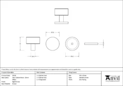 Anvil Aged Bronze Kelso 32mm Cabinet Knob (Plain) | 50439 -Ironmongery Experts Shop 50439 drawing.jpg.mst