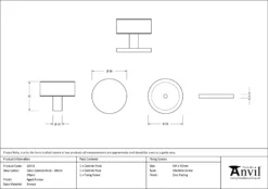 Anvil Aged Bronze Kelso 38mm Cabinet Knob (Plain) | 50442 -Ironmongery Experts Shop 50442 drawing.jpg.mst